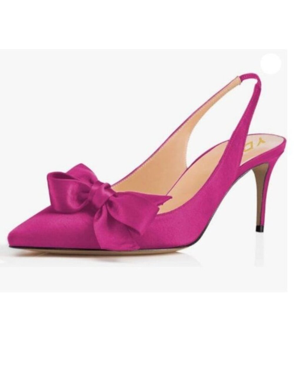 YDN Women Pointed Toe Bow Slingback Slip on Pumps Stiletto Mid Heels Pink